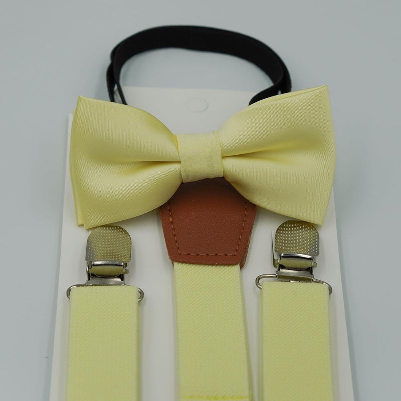 BEWDIO Adjustable Baby Boy Suspenders and Bow Tie, Pre-tied Kids Bowtie and Elastic Suspenders with 4 Strong Metal Clips - Image 4